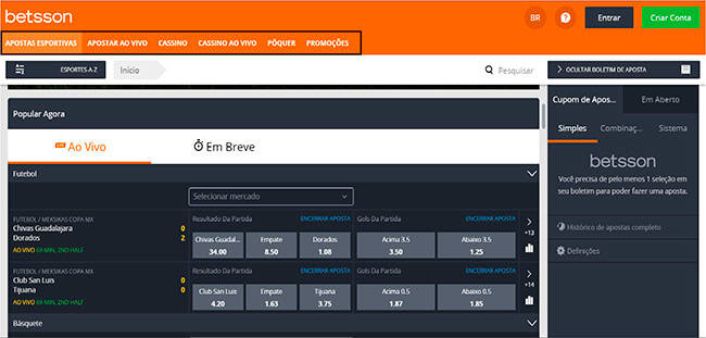 Selecione qual tipo de evento ou esporte