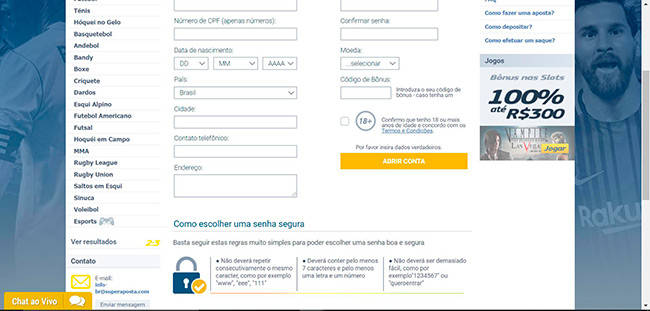 Superaposta abrir conta